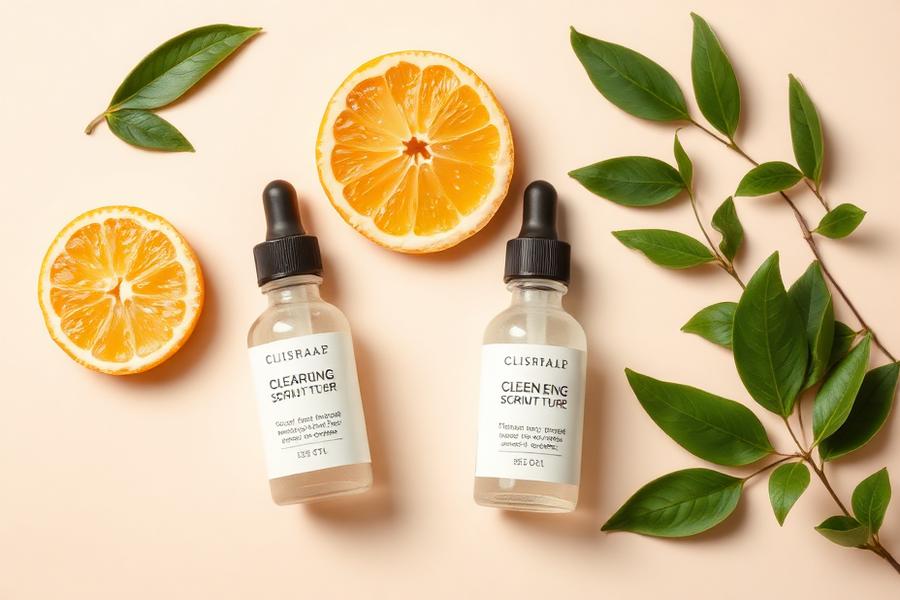 Korean skincare ingredients flat lay